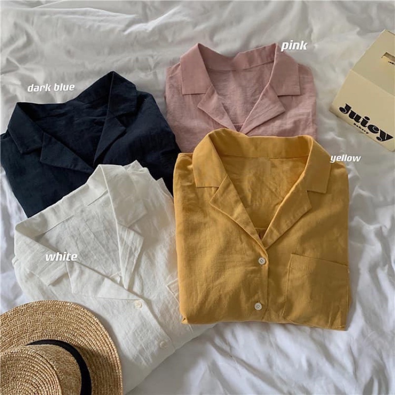 [ẢNH THẬT] Áo sơ mi đũi cổ vest Ulzzang