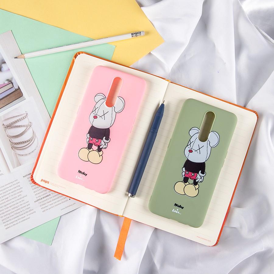 Ốp lưng Oppo F11 chuột Mickey Kaws silicone dẻo (Tặng kèm dây đeo điện thoại)