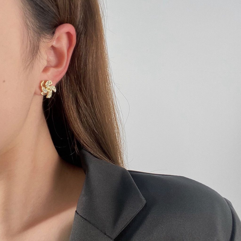 Khuyên Tai Hình Cối Xay Gió Có Đèn Thời Trang Sang Trọng Chất Lượng Cao Mạ Bạc 925 Mini Cho Nữ