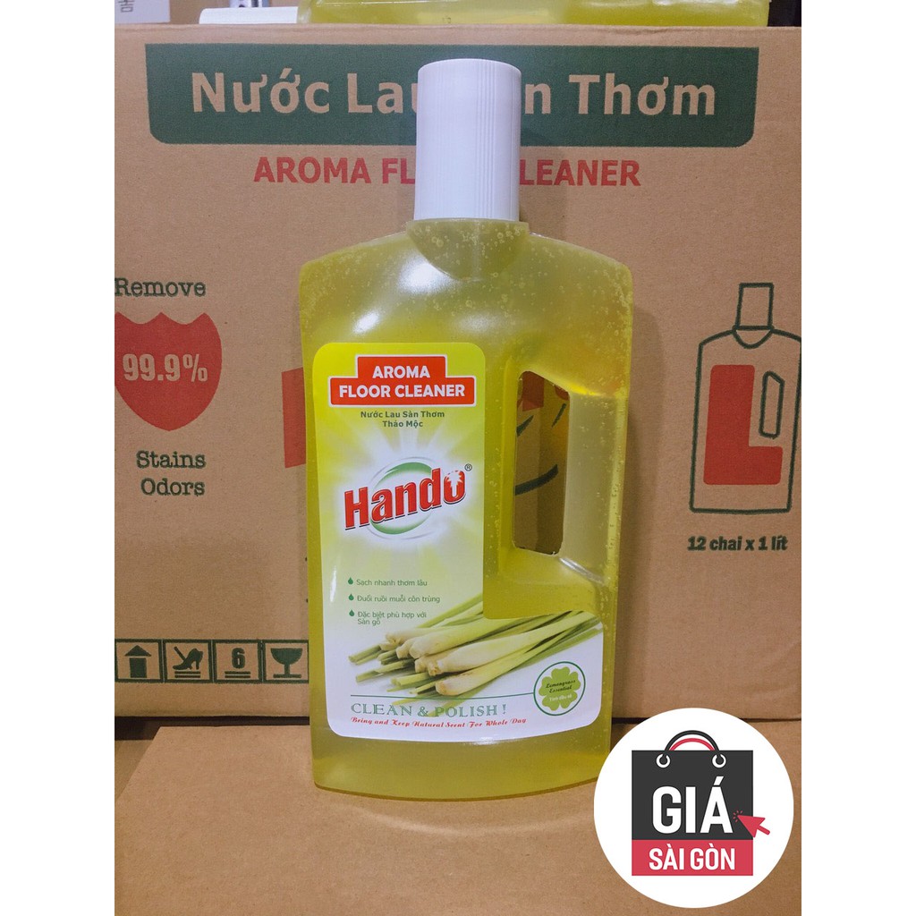 Nước thơm lau sàn nhà siêu sạch mát Hando 1L Hương Sả