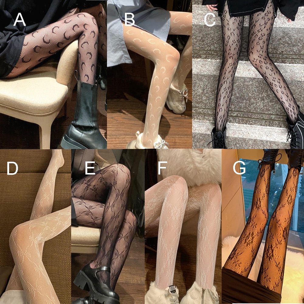 Quần Tất Lưới Màu Đen Họa Tiết Hoa Hồng Phong Cách Gothic Retro Dành Cho Nữ
