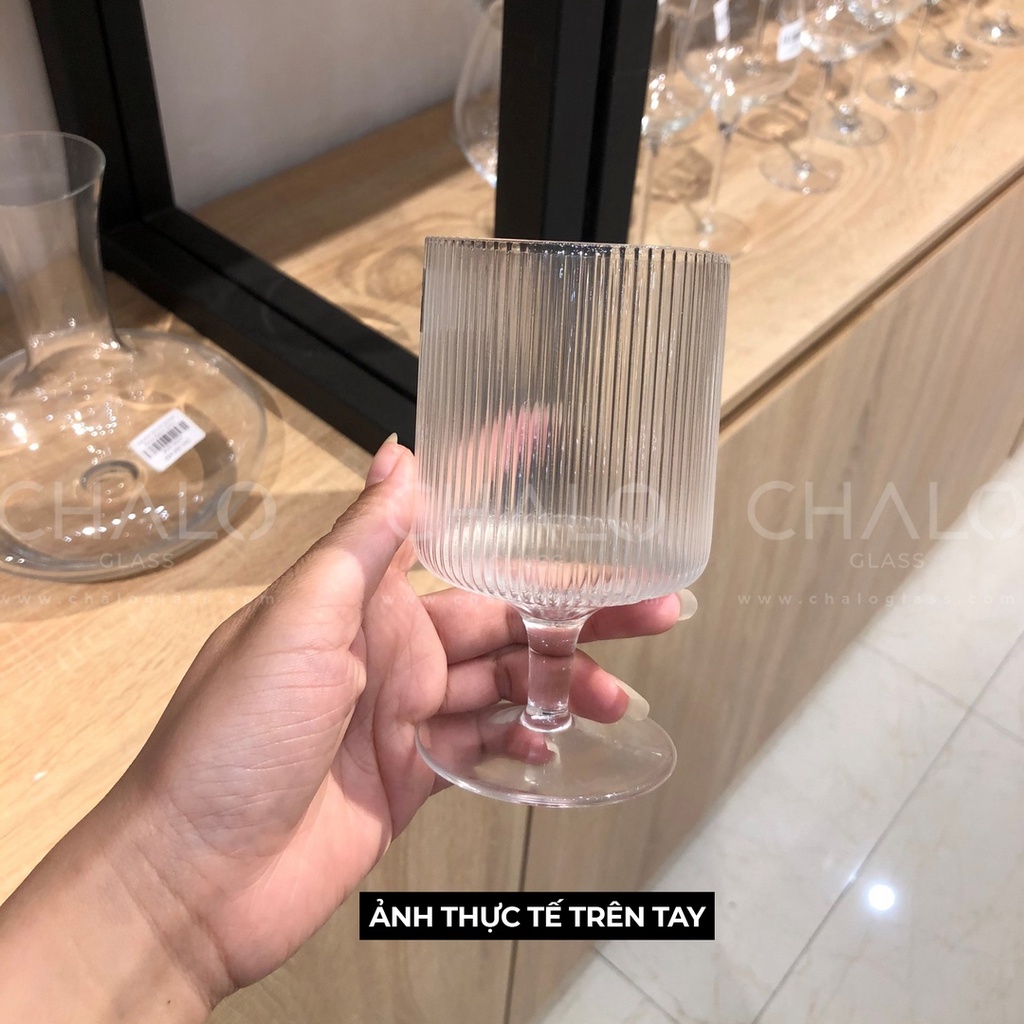 Ly thuỷ tinh Goblet đựng kem hoa văn sọc 325ml (Thủy tinh chịu nhiệt Borosilicat) - CS04