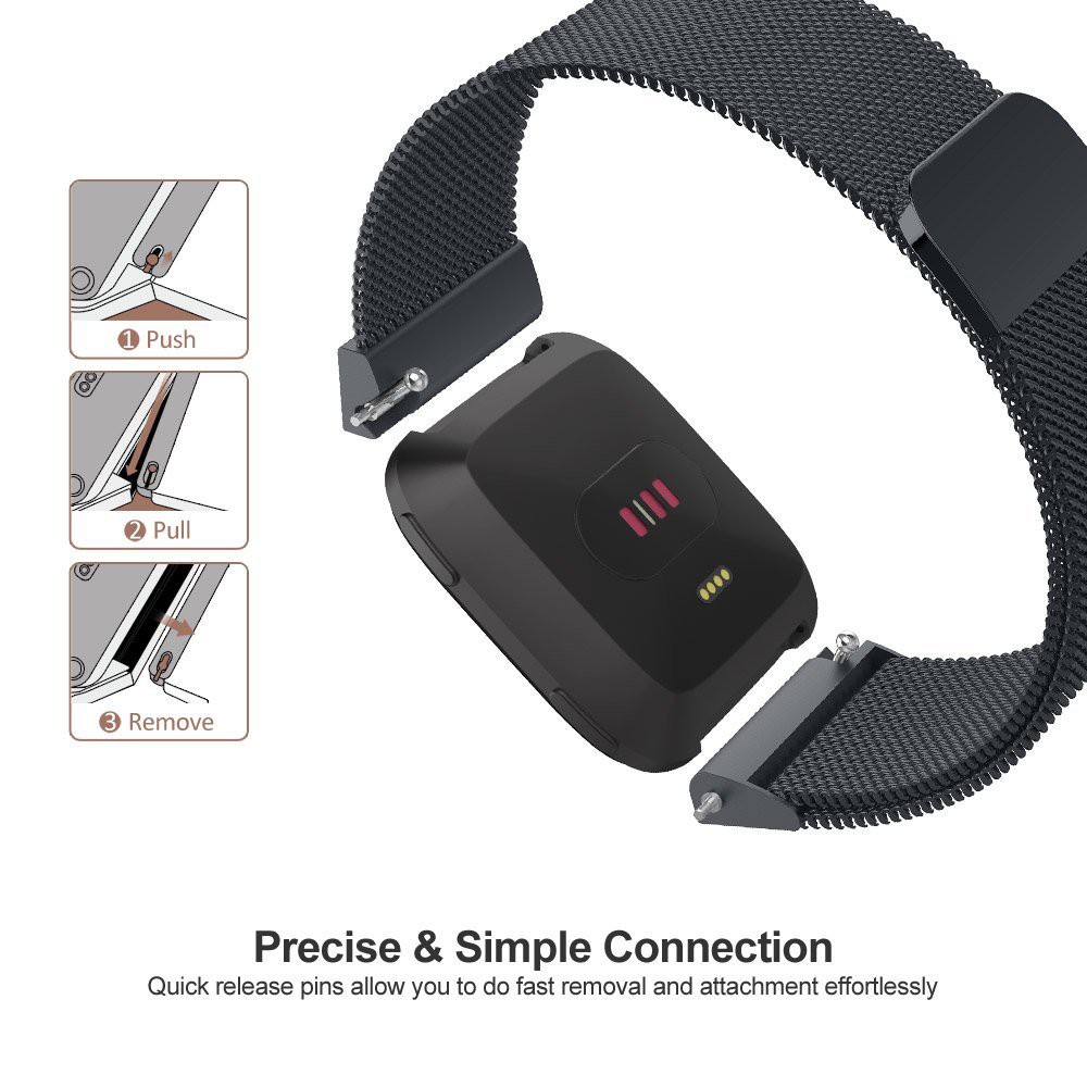 Milan Nice Magnetic Loop Stainless Steel Band Strap for Fitbit Versa Smart Watch