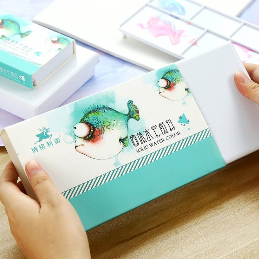 Hộp màu nước dạng viên nén Solid Water Color 12/18/24/36 màu