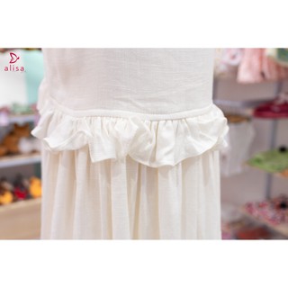 Alisa_Đầm limen cài khuy sườn_Trắng