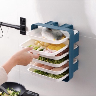 Kệ đựng thức ăn kèm 6 đĩa dán tường tiện lợi