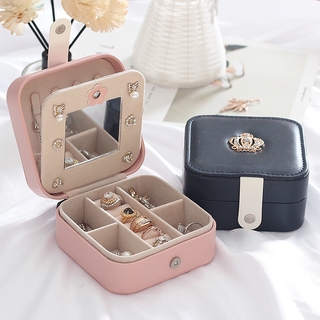 Portable jewelry box/storage box leather small jewelry bag / earring storage box Jewelry storage box/simple Korean creative travel portable jewelry box