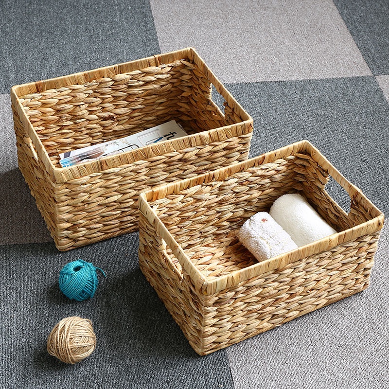 Giỏ bèo lục bình chữ nhật BAMBOOO ECO đựng đồ đa năng trang trí decor