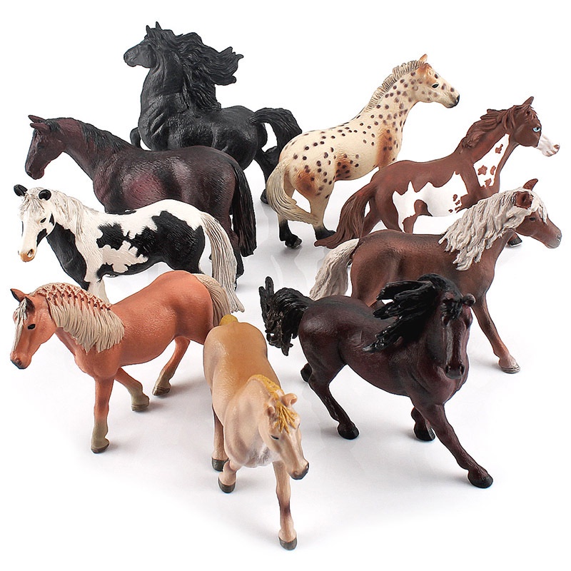 Bán chạy tại chỗ Mô hình mô phỏng Ngựa Đồ chơi trang trí Kết hợp rắn Pint Stallion Đen và trắng Mare Ngựa Ả Rập Sharma Đồ chơi mô hình Montessori Hỗ trợ giảng dạy Đồ chơi nhận thức cho trẻ em