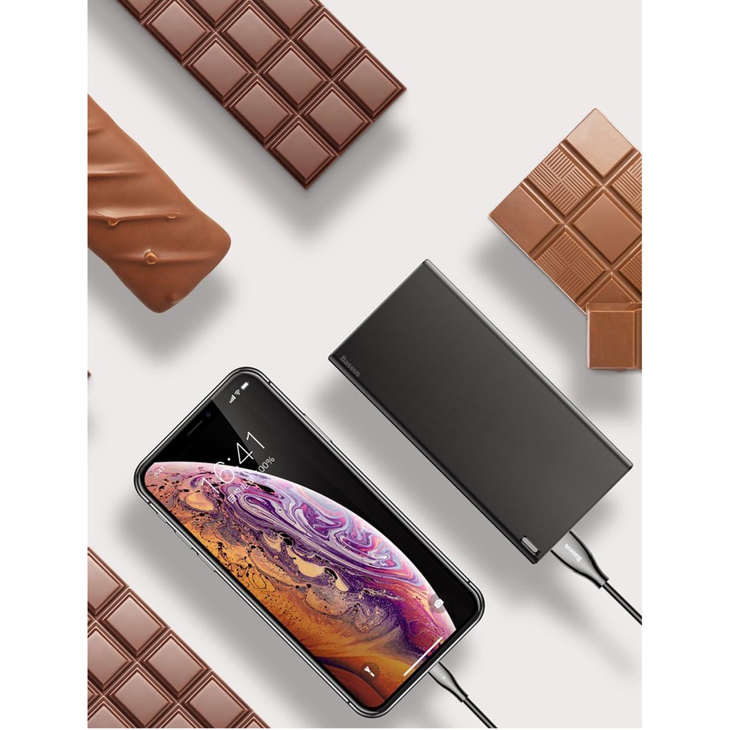 Pin sạc dự phòng Baseus Chocolate Ultra Slim BS-10KP103 10,000 mAh 2A Dual input Type-C/ MicroUSB, siêu mỏng nhẹ