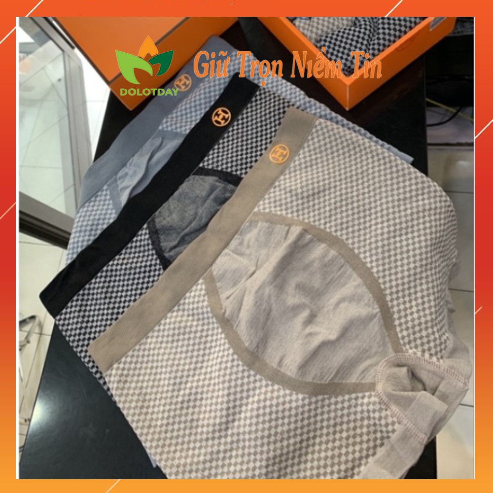 Hộp 3 quần lót nam boxer co giãn chữ H, Quần sịp đùi nam Happylive