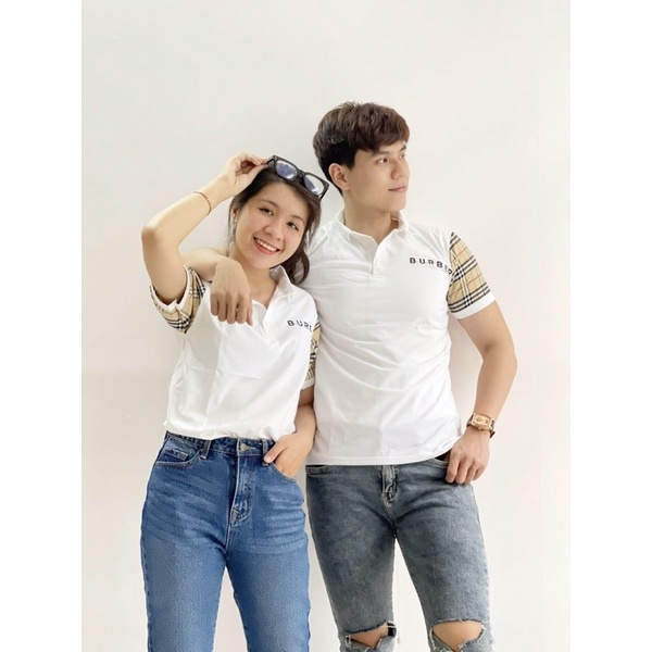 Áo thun cổ bẻ polo phối tay ngắn BURBERRY