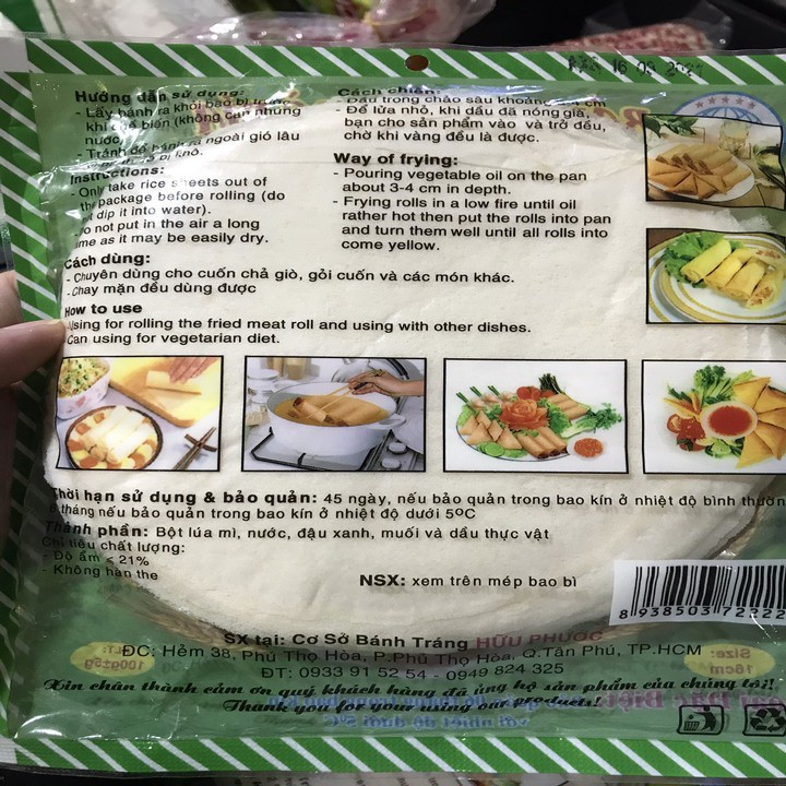 [Chay & Mặn] Bánh Bía Đậu Xanh Cuốn Chả Giò Hữu Phước- không nhúng nước - 1 xấp 30 miếng | BigBuy360 - bigbuy360.vn