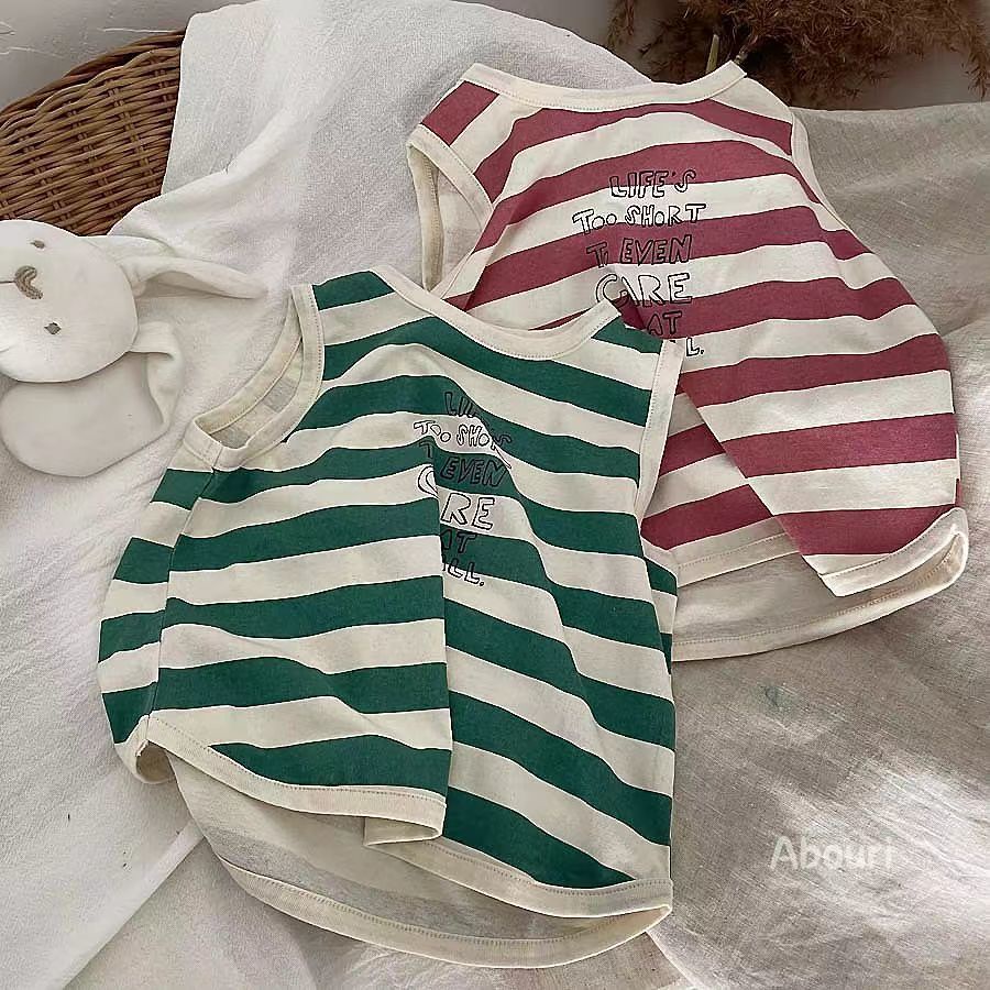 Áo Sát Nách Cổ Tròn In Chữ Và Kẻ Sọc Phong Cách Nhật Hàn Thời Trang Mùa Hè Hàng Mới Dành Cho Bé Trai Và Bé Gái 2022
