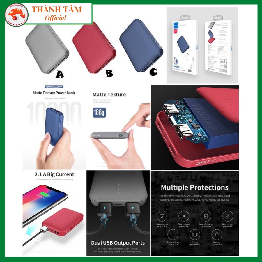 Sạc Pin Dự Phòng Rock 10.000mah Chính Hãng, Siêu Nhỏ Siêu Xinh - Sạc Nhanh - Siêu Bền | BigBuy360 - bigbuy360.vn