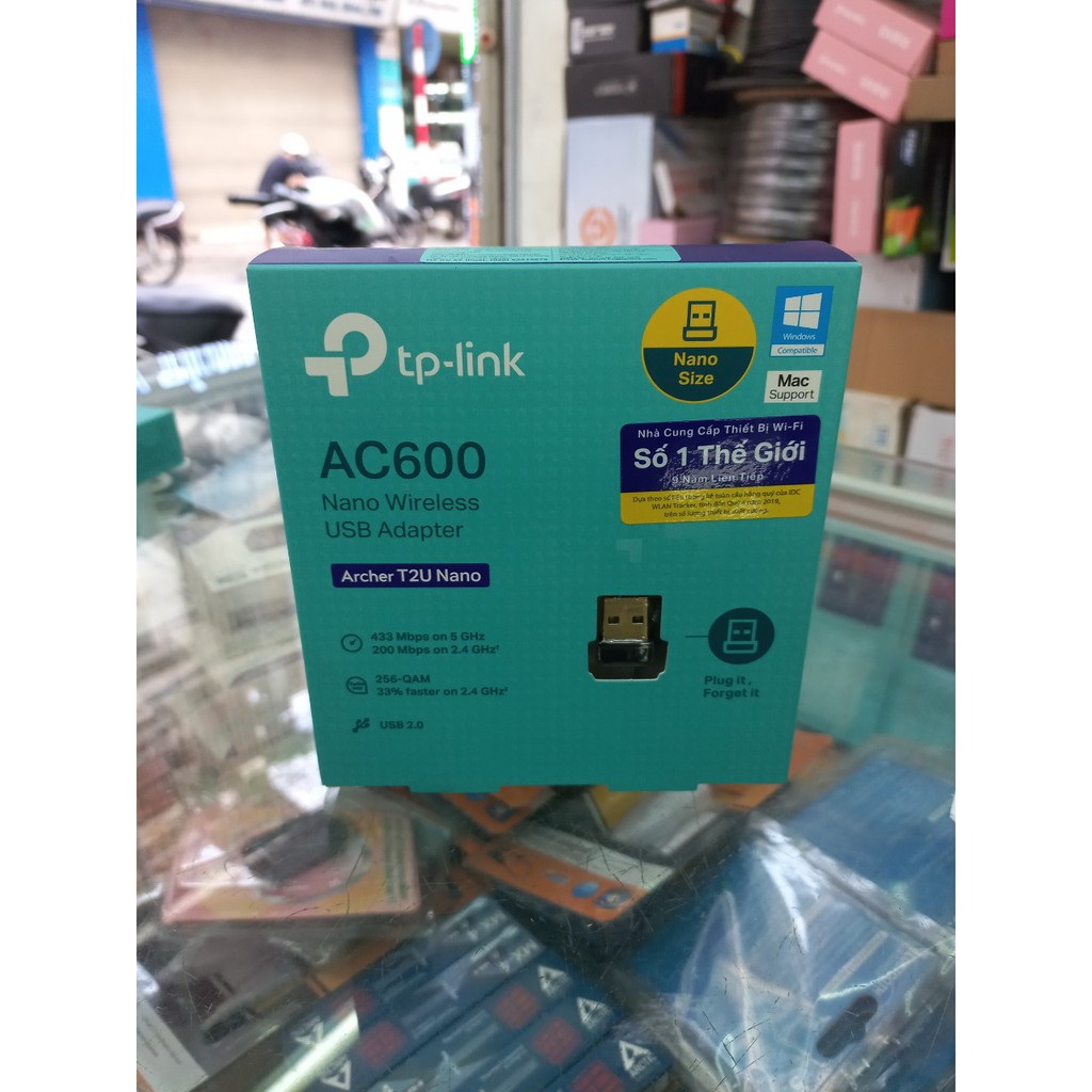 USB Wi-Fi băng tần kép - TP-Link T2U Nano - Bộ chuyển đổi USB Wi-Fi Nano AC600