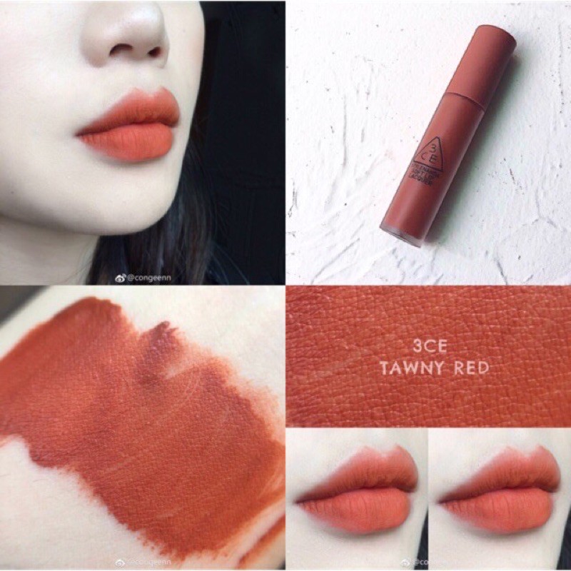 CAM KẾT CHUẨN AUTH- Son kem lì 3CE Soft Lip Lacquer #Tawny Red (Cam đất)