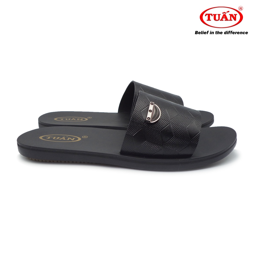 Dép nam da dép quai bảng ngang đế bằng thương hiệu Tuấn DXHU-09H