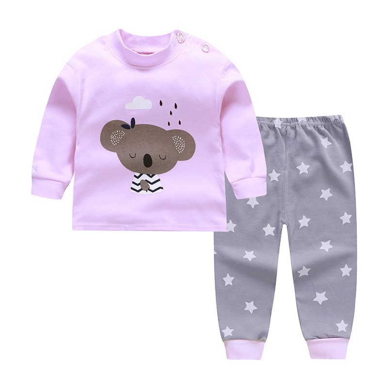 Bộ pijama cotton in hoạt hình + quần dài cho bé