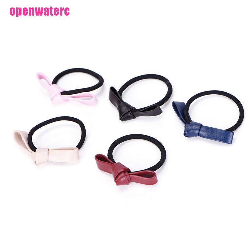 Dây Buộc Tóc Cao Su Co Giãn Bọc Da Phối Nơ Thời Trang Cho Nữ