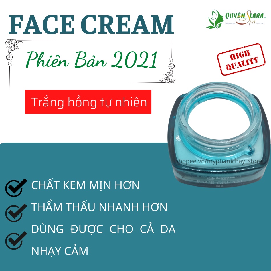 Kem Face Cream Quyên Lara Giúp Dưỡng Da Sáng Hồng, Giúp Mờ Nám, Giảm Thâm, Ngừa Lão Hoá Da Sớm 30g