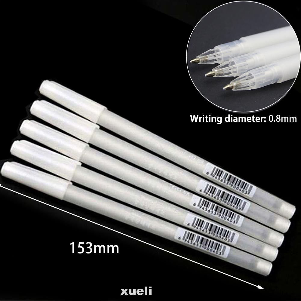 5pcs Marker Black Card White Gel Art Supplies Fine Line School Office Smooth Stationery Painting DIY