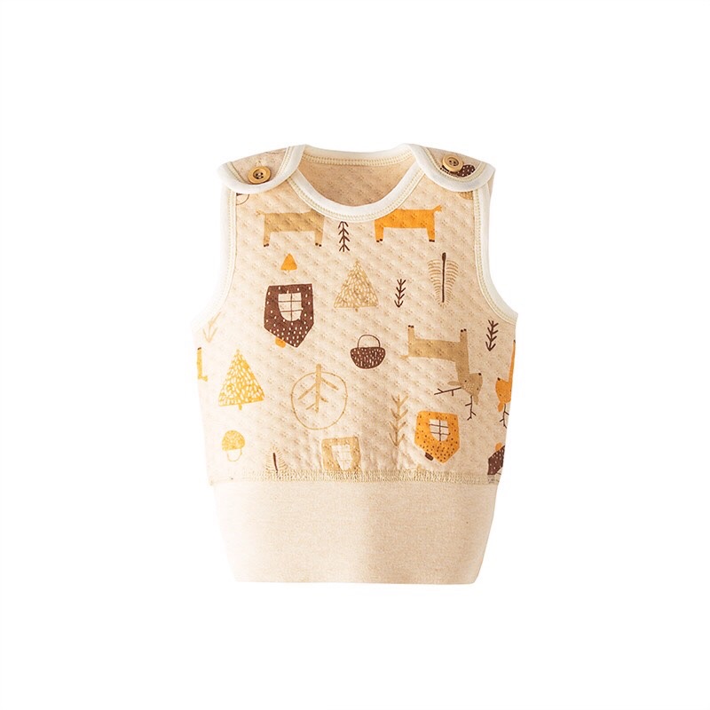 Áo gile chần bông Xuất Hàn cho bé 0-4 tuổi 100% cotton hữu cơ tự nhiên màu nhuộm hữu cơ