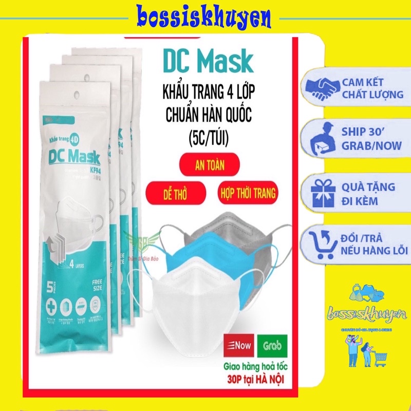 [5 lớp ]Khẩu Trang 4D Mask Kháng Khuẩn DC Mask KF94 Công Nghệ Hàn Quốc.
