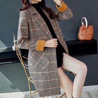 Áo dạ 2 lớp dáng dài style Hàn Quốc