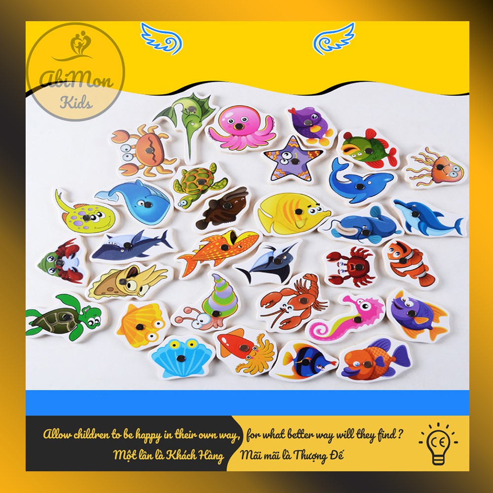 Bộ Câu Cá Nam Châm Bằng Gỗ Cho Bé ☘️ Montessori cao cấp ✨ (Đồ chơi Gỗ - Đồ chơi Giáo Dục - An toàn - Thông minh)
