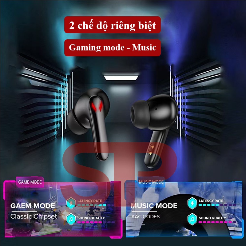 Tai nghe bluetooth gaming STP HQ-10 S12 Tai nghe không dây chơi game có mic chống ồn pin trâu độ trễ thấp SATOPA