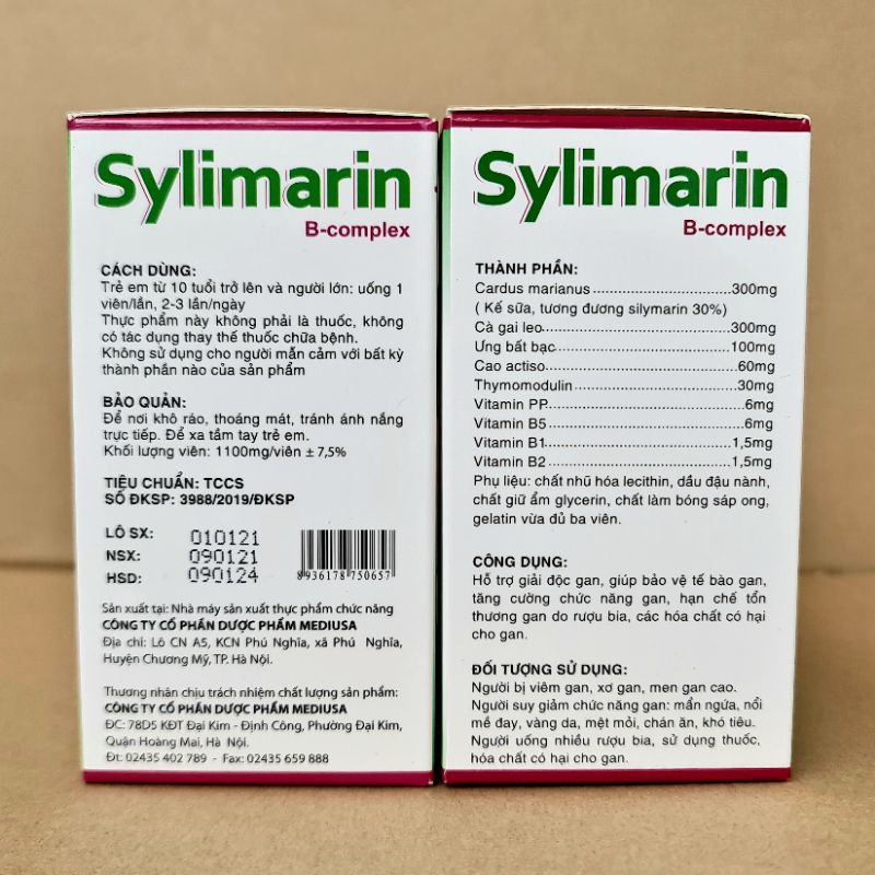 Viên uống giải độc gan Silymarin 120mg - Hộp 100 viên