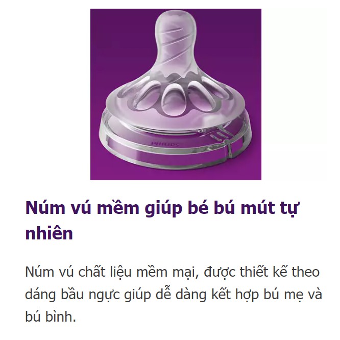 Núm Ti Thay Thế Bình Sữa Philips Avent Natural Cổ Rộng Số 1/2/3/4/Y-Cut