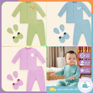 Bộ dài tay sơ sinh Lullaby NH68B, Father care chuột cho bé chất cotton mềm
