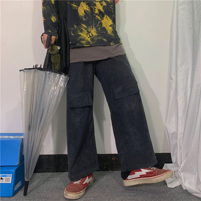 Quần Nhung Kẻ Ống Suông Rộng Thời Trang Cá Tính 22662