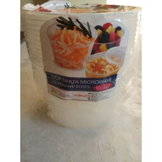Lốc 10 Hộp nhựa tròn 500ml Microwave của Thuận Lợi