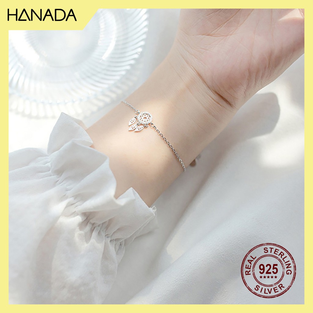 Lắc Tay Bạc 925 Cao Cấp Hanada 0593 Vòng Tay Nữ Dreamcatcher Đá Đơn Giản 0593 I14