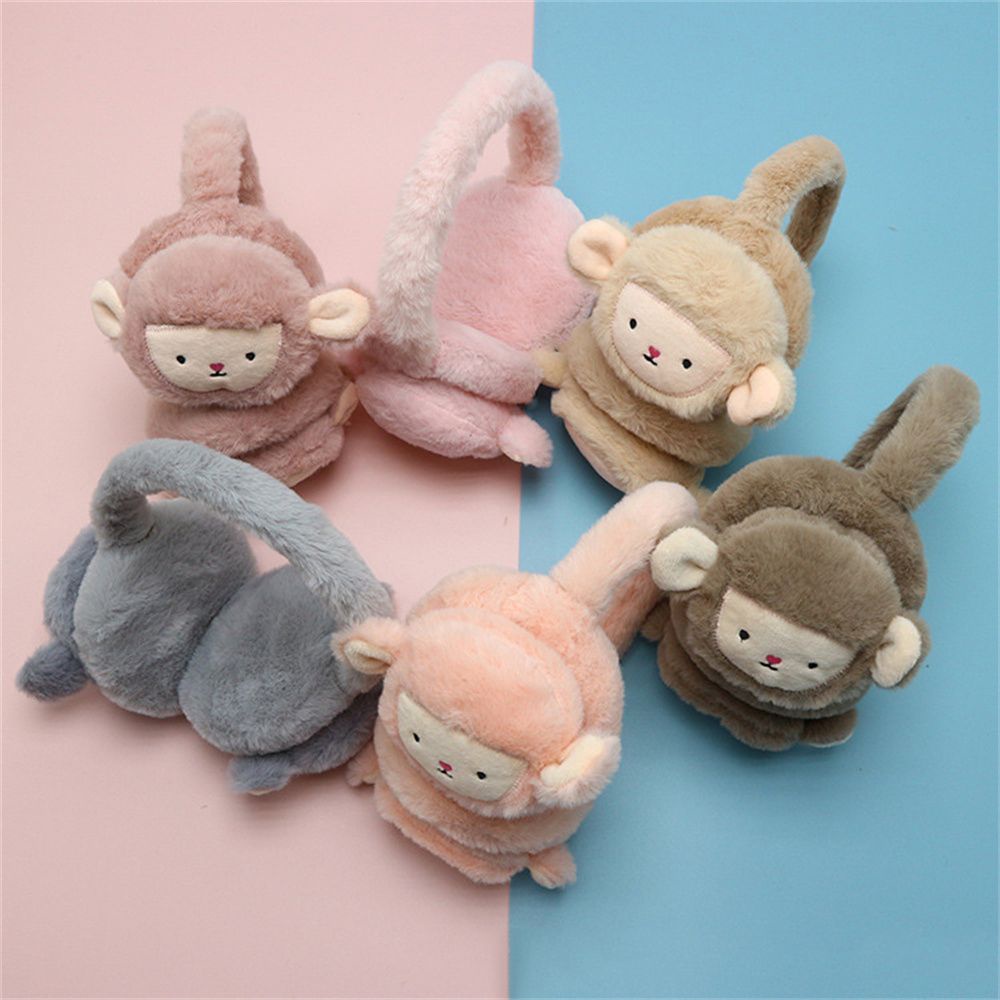 Chụp tai giữ ấm mềm mại kiểu chú khỉ hoạt hình đáng yêu dành cho trẻ em