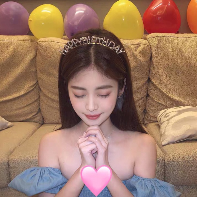 Cài tóc hình chữ Happy Birthday đính kim cương lấp lánh cho nữ