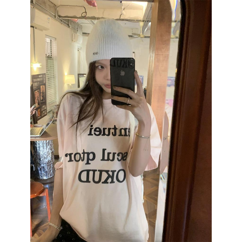 Áo Thun Cổ Tròn Dáng Rộng In Chữ Đơn Giản Dễ Phối Đồ 64249