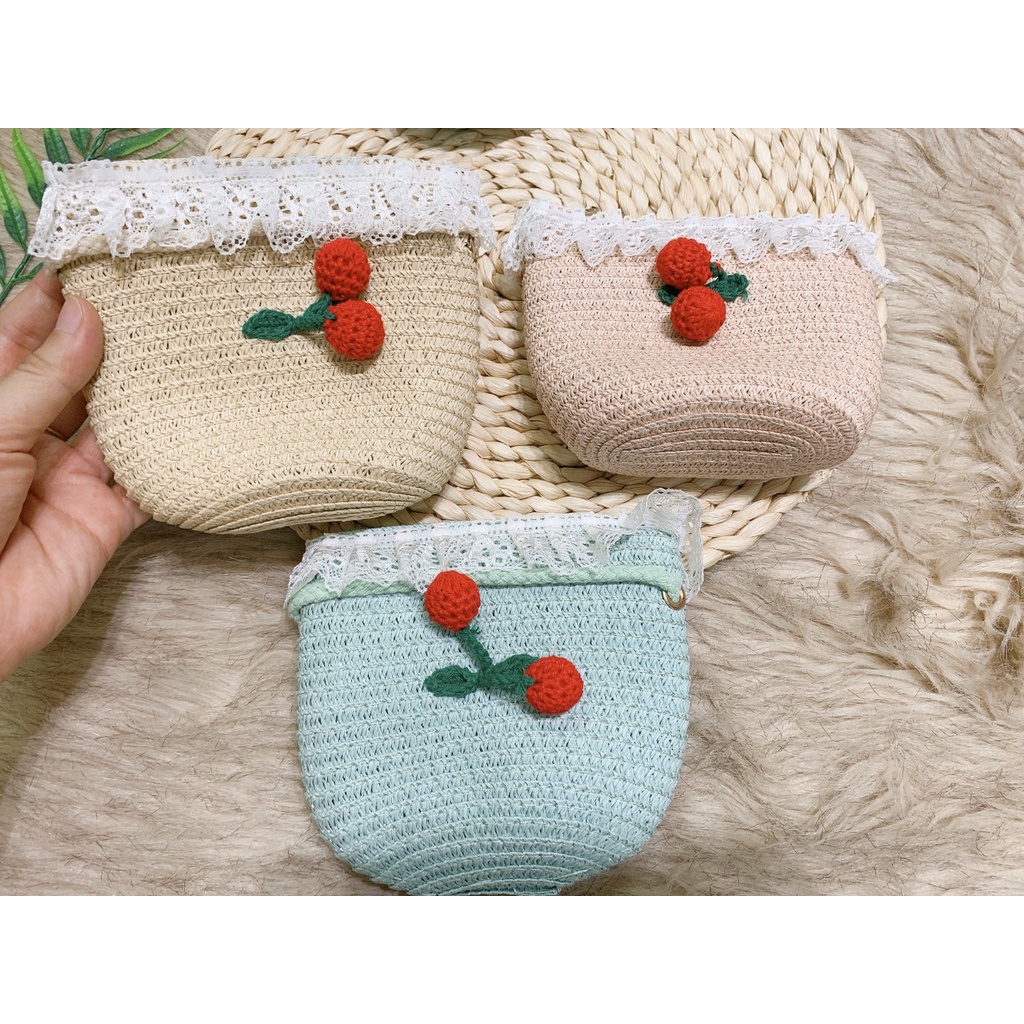 Túi cói đeo chéo cho bé gái dễ thương 1- 6 tuổi