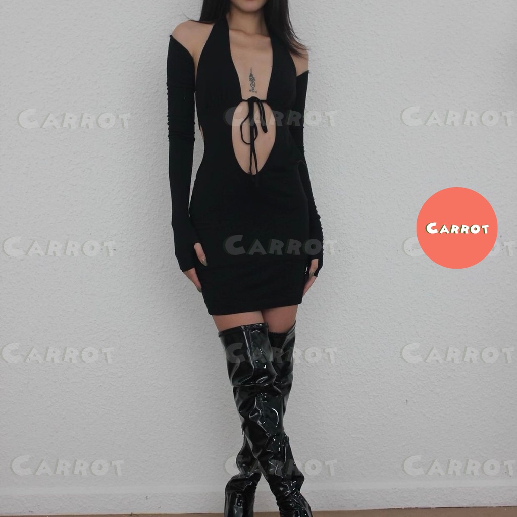 Đầm body thiết kế tặng kèm tay áo sexy chất thun cao cấp co giãn đi tiệc carrotxinhdep (102)