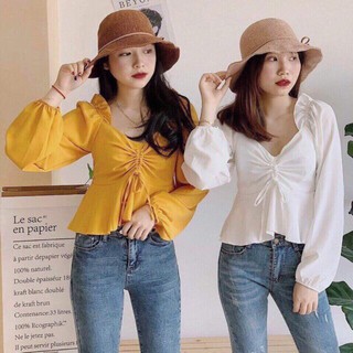 ÁO PEPLUM RÚT DÂY TAY BO