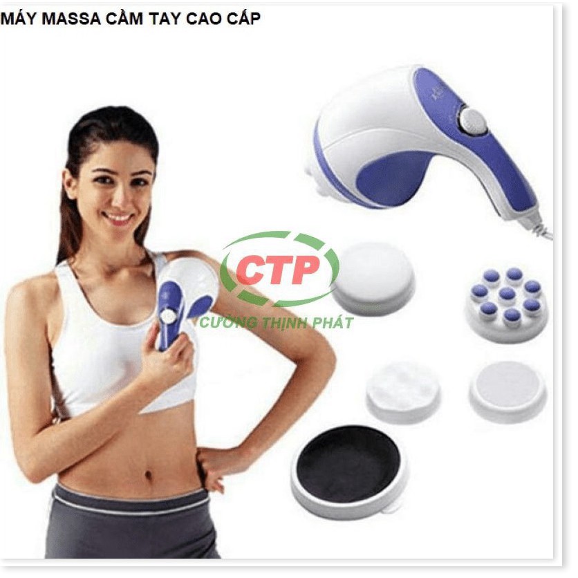 Máy Massage Cầm Tay Mini Máy Mát Xa Giảm Mỡ Lưng Bụng Đùi Đa Năng Relax Spin Tone 5 Đầu