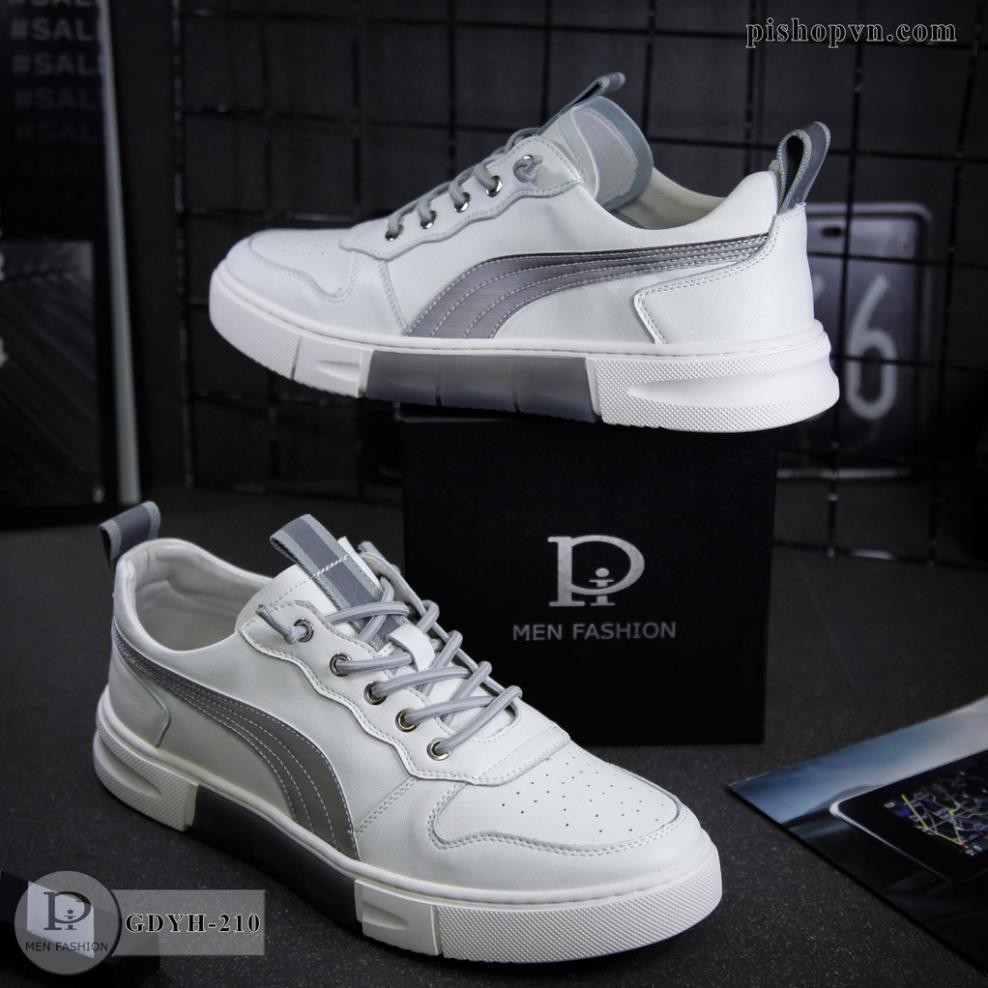 Giày nam màu trắng chất liệu da kiểu dáng sneaker thể thao cao cấp GDYH210 htstore | BigBuy360 - bigbuy360.vn