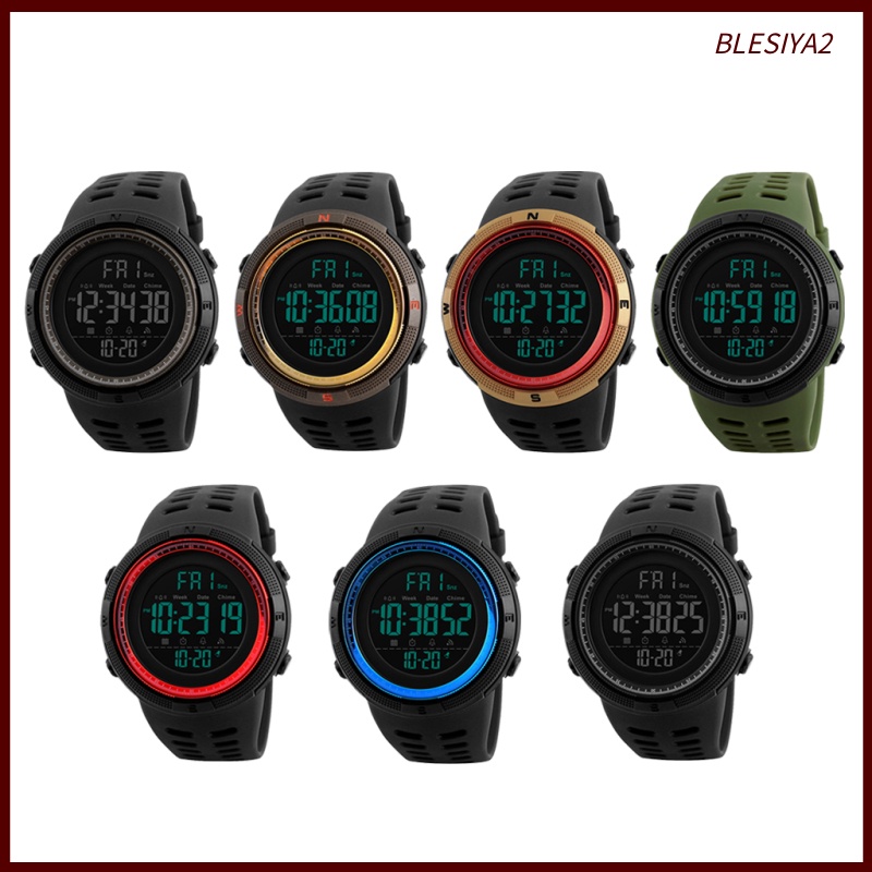 [BLESIYA2] 1251 Men's Digital Sports Watch Waterproof Stopwatch Countdown Auto Date Alarm