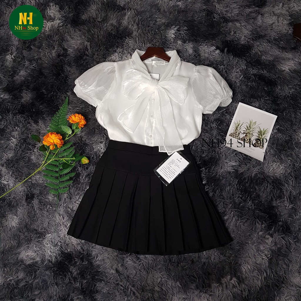 [Mã FAMAYWA giảm 10K đơn 50K] Áo sơ mi tơ óng thắt nơ sang chảnh dài tay/ ngắn tay | BigBuy360 - bigbuy360.vn