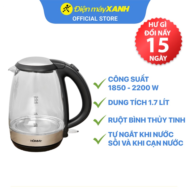 [Mã ELHADEV giảm 4% đơn 300K] Bình siêu tốc Hommy 1.7 lít KEGS5801B-GS