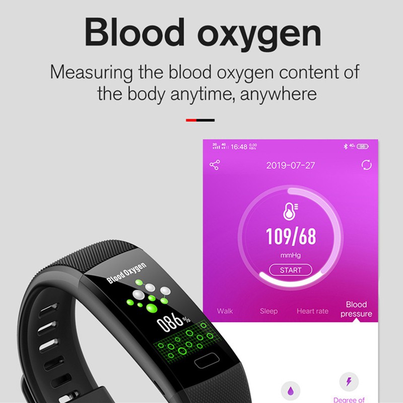 Vòng đeo tay thông minh Fitness Tracker Theo dõi Sức khỏe Nhịp tim Huyết áp Không thấm nước Vòng đeo tay thông minh dành cho nam Nữ Berjalan BSW38