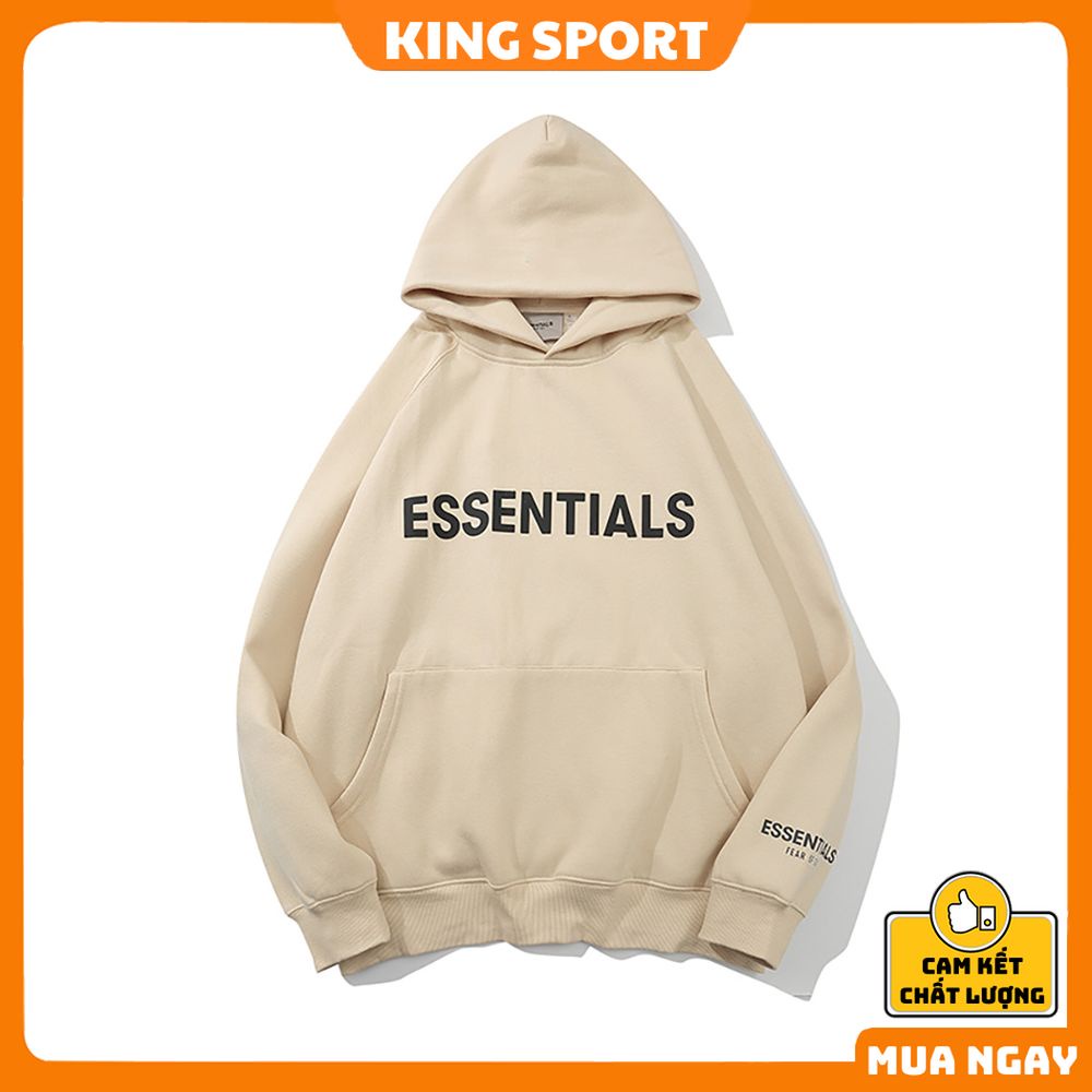 Áo hoodie essentials form rộng unisex dày dặn khoác ngoài lót nỉ ấm áp phong cách hàn quốc chính hãng KING SPORT